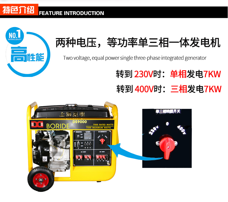 BR係列單三相7kw汽油發電（diàn）機特色